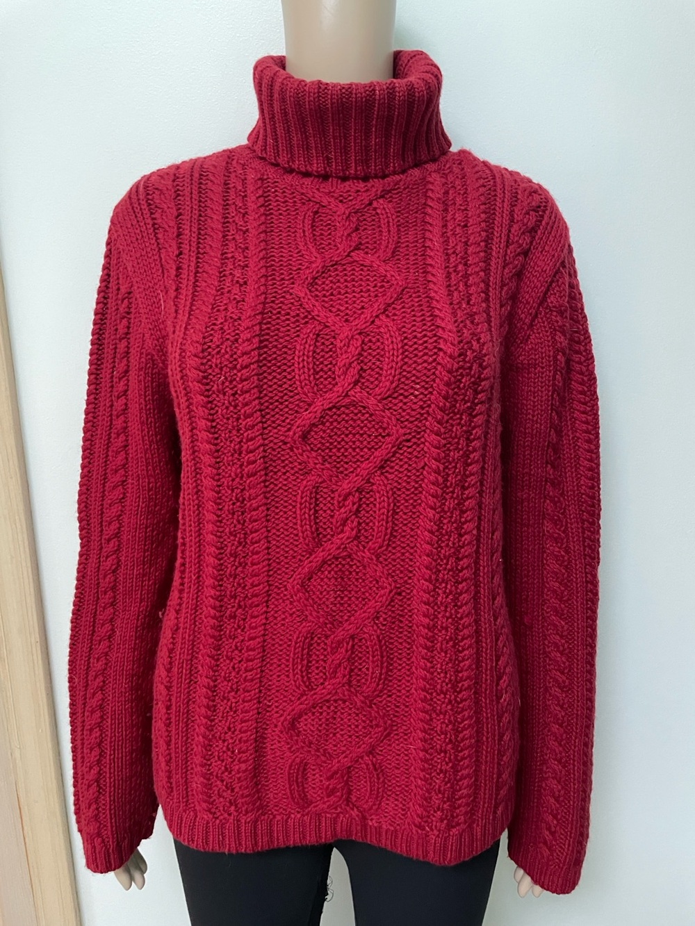 Paul James Wool Cable Knit Turtleneck Sweater